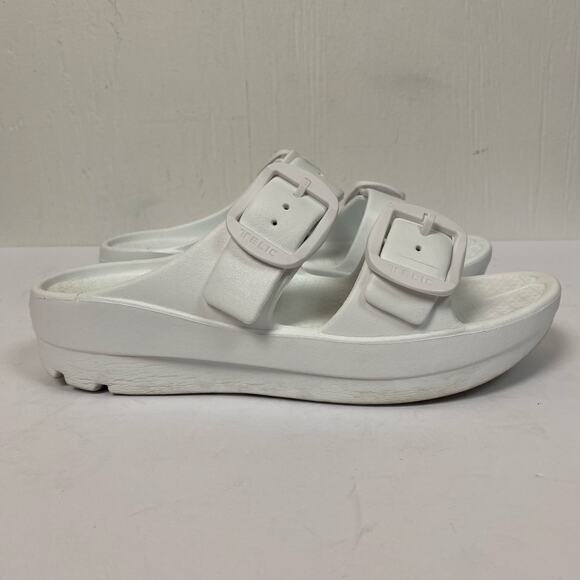Telic Boise Bliss Recovery Arch Support Sandals White Slides Size M/9 - Picture 2 of 9